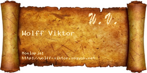 Wolff Viktor névjegykártya